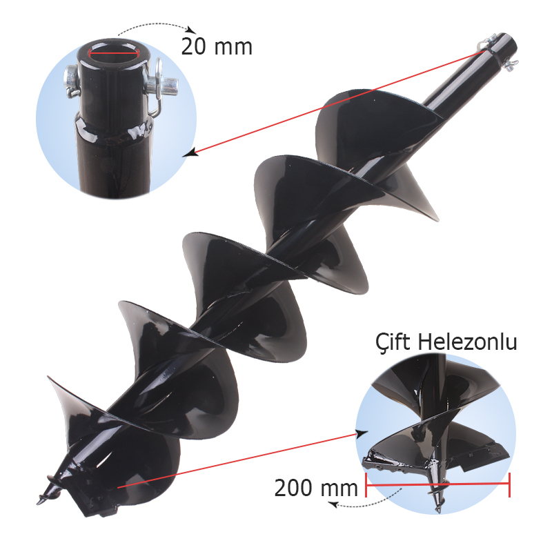 BACO TOPRAK DELME BURGUSU 20 CM ÇİFT HELEZONLU